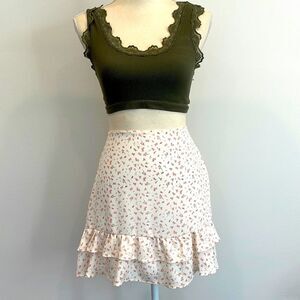 Le Lis Cream Dainty Floral Skirt with Ruffle Tier